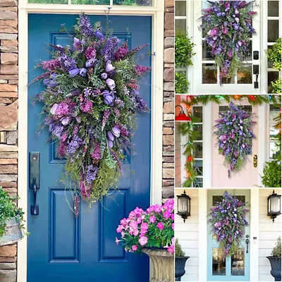 Artificial Tulip Wreath Spring Front Door Garland Window Wall Party Flower Decor • $20.03