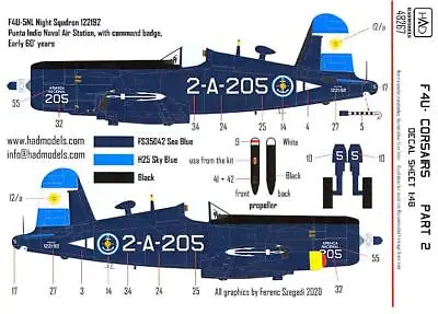 Hungarian Aero Decals 1/48 VOUGHT F4U-5N CORSAIR Argentine Corsairs Part 2 • $21.99