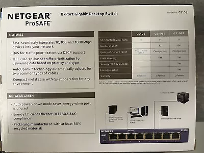 Netgear ProSafe GS108 8-port Gigabit Desktop Switch • £10