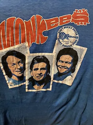 Vintage Original The Monkees Summer Tour 87 Blue Adult Single Stitch Tshirt USA • $65