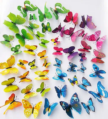 $4.39 • Buy 12Pcs 3D Butterflies Wall Decals Removable Stickers With Magnetic Butterfly