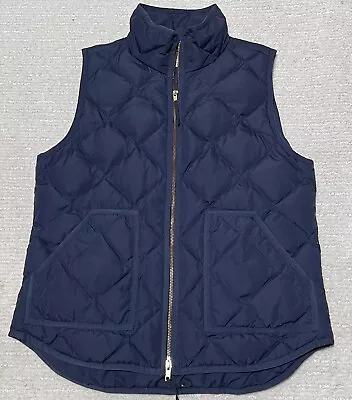 J. Crew Puffer Vest Womens M Navy Blue Insulated Down Quilted Full Zip Clean • $18.50