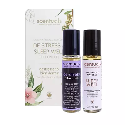 Scentuals Natural De-Stress & Sleep Well Aromatherapy Relaxation Roll On Duo NIB • $10.99