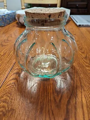 $24.50 • Buy Clear Green Glass Pumpkin Shaped Jar W Lid 11  Diameter Apothecary Made In Italy