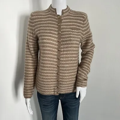 Vintage St. John Marie Gray 1970s Cardigan Size XS Brown Beige Mohair Cashmere • $76.99