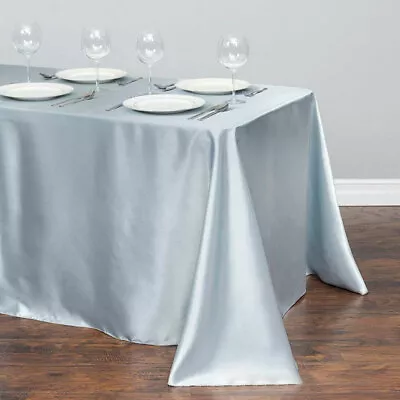 Satin Polyester Fabric Table Cloth Rectangle Shape Wedding Party Tablecloth • $8.54