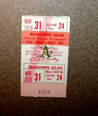 Oakland A's 5/31/1976 Ticket Stub Vs KC Royals Billy Williams HR 5 RBI • $14.99