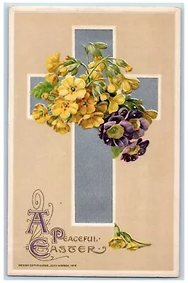 John Winsch Signed Postcard Easter Holy Cross Yellow Flowers Embossed C1910's • $14.95