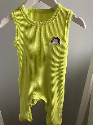 Lime Green Ribbed One Piece Outfit Rainbow Baby Boys Clothing 6-9 Months • £3.99