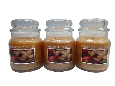 Lot Of 3 Village Candle Warm Apple Pie 16oz Jar Scented Candles 2 Wicks • $49.95