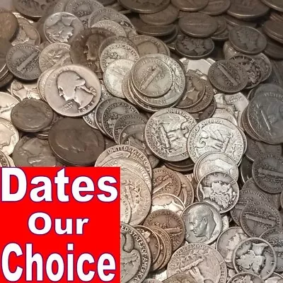 $5 Face Value 90% Silver Coins - Random Year And Denomination - Full Dates • $105.66