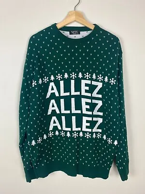 BOOHOO MAN Men’s Christmas Festive Green Allez Pullover Jumper Size S Oversized • £18.99