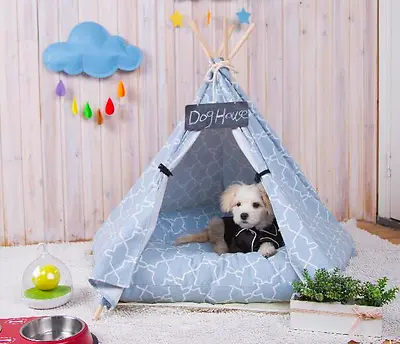 $40 • Buy Cotton Canvas Pet Teepee Tent With USA-made Birch Poles                 
