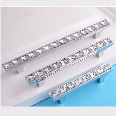 Glass Diamond Crystal Knob Wardrobe Drawer Handle Cabinet Door Furniture Kitchen • £3.29