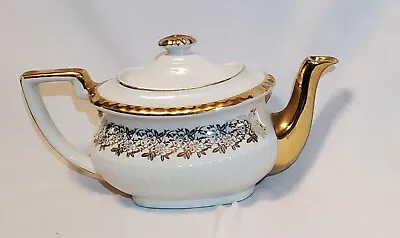 Vintage Gibsons Staffordshire England Teapot White Gold Trim #W721 • $14.60