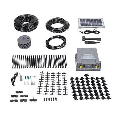 Solar-Powered Automatic Watering Drip Irrigation System 50 Drippers 155 Ft ... • $202.35