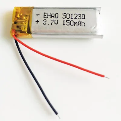 3.7V 150mAh 501230 Lipo Li Polymer Battery Rechargeable For Camera Earphone GPS • £8.39