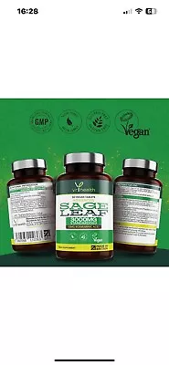 Sage Tablets 3000mg High Strength For Hot Flushes Night Sweats 90 Tablets R25 • £12.75