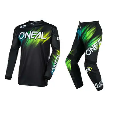 O'Neal Element Voltage V.24 MX Gear Set / Jersey Pant Combo Black/Green LG / 34 • $103.48