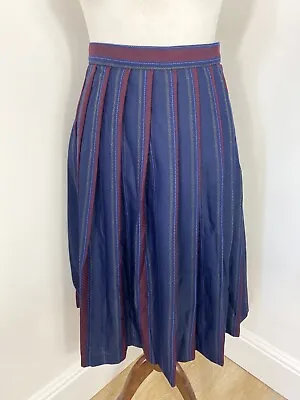 £14.99 • Buy Vintage M&S St Michael Navy Blue Red Lightweight Tartan Kilt Skirt Size 14 16