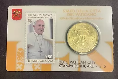 Vatican City 2015 Sc# 1585 And 50 Euro Cent Stamp & Coin Card No 6 • $10