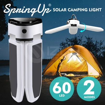 $18.98 • Buy Solar Camping Lights Tent Lamp LED Lantern USB Rechargeable Outdoor Light Hiking