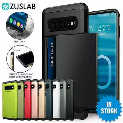 $7.95 • Buy For Galaxy S10 S10e S9 S8 Plus Note9 Case Slide Armor Wallet Card Slots Holder 