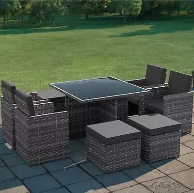 Garden Furniture Outdoor Patio Rattan Set Mixed Grey Table Chairs 9-Piece Havana • £349.97