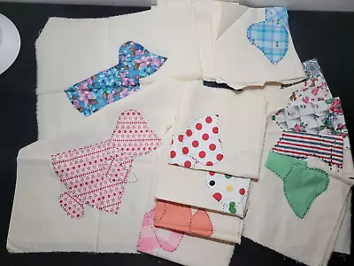 16 Hand Sewn Holly Hobby Quilt Blocks Vintage Fabric Quilting Multi Color • $30