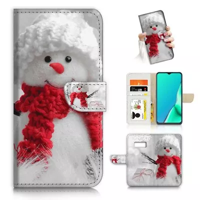 ( For Samsung S7 ) Wallet Flip Case Cover PB24097 Christmas Snowman • $12.99