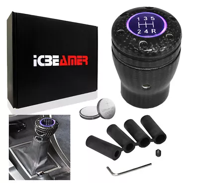 JDM Racing Style Carbon Fiber LED Purple Light Sport Manual Gear Shift Knob G91 • $32.99