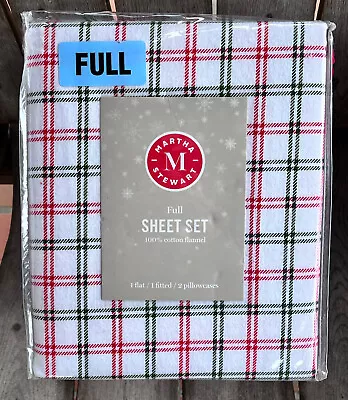 MARTHA STEWART Christmas Holiday PLAID FLANNEL SHEET SET - FULL Size • $50