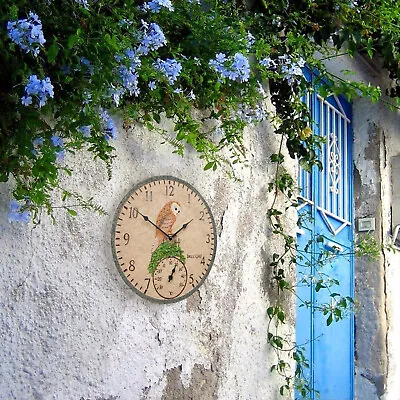 $40 • Buy 12   Garden Thermometer Clock Indoor/Outdoor Retro Wall Station Clock Decor