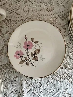 Vintage 50s MCM Replacement Mt Clemens 6” Plate Woodland Pattern Pink Flower • $10