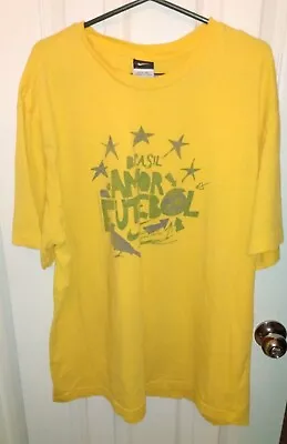 $11.58 • Buy Nike Brazil T Shirt Yellow Amor Futebol Distressed Large XXL