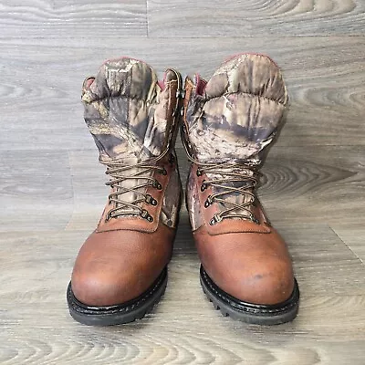 Cabelas Leather Camo Gore-Tex Waterproof Insulated Boots Mens 14 EE Iron Ridge • $69.98