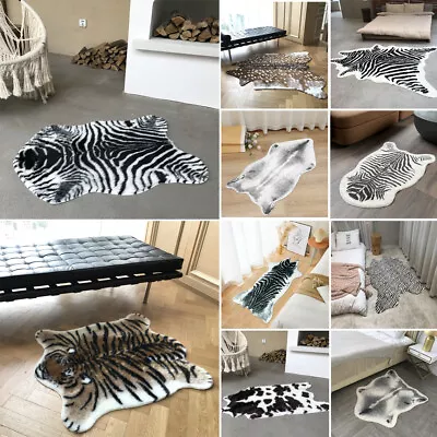 Faux Fur Carpet Animal Skin Rug Cow Zebra Tiger Hide Area Rug Non Slip Skin Mat • $31.49