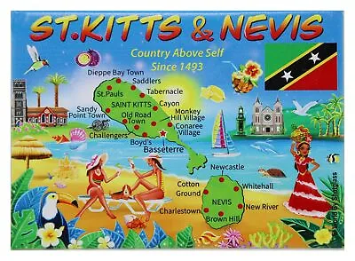 St. Kitts & Nevis Map Caribbean Fridge Collector's Souvenir Magnet 2.5  X 3.5  • $8.45