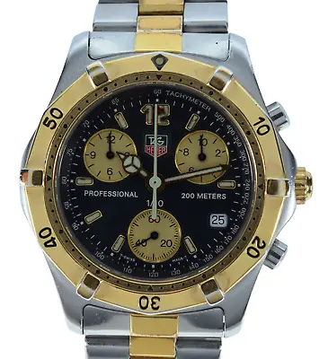 Vintage Tag Heuer 38mm Men's Two Tone 2000 Series Chronograph Watch Ref: CK1120! • $599.95