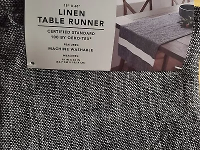 Smith & Hanken 60X18 Linen Table Runner Stripe Gray • $15.99