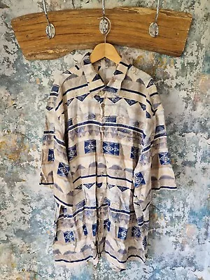 Unisex Funky Vintage 90's Boho Abstract Crazy Patterned Summer Holiday Shirt Xl • £11.99