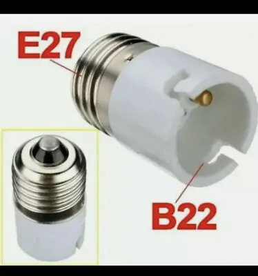 Edison Screw E27 To Bayonet Cap B22 Adapter Converter Bulb Holder Max Cap 15Watt • £3.49