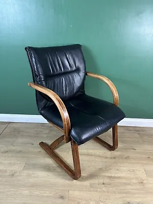 Retro/Vintage Mid Century Danish 🇩🇰 Leather And Beechwood Chair  • £275