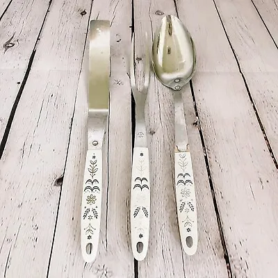 Vtg Flint Harvest Wheat Arrowhead 3 Pc Set Stainless Steel Serving Utensils USA • $17