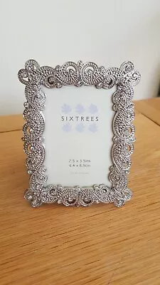 £13.49 • Buy Vintage Ornate Silver Photo Frame Beads & Crystals SIXTREES 4x4, 6x4, 7x5 Inch 