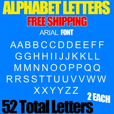 Alphabet Letters Decals Pack ARIAL 3/4  To 5  Sizes  FREE SHIP STICKERS  • $35.95