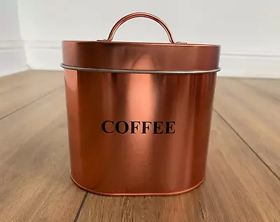 Copper Colour Oval Storage Coffee Canister Tin • £5