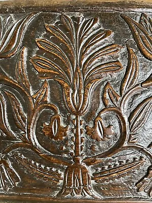 £139 • Buy Rare And Large 17th Century Oak Carved Panel With Large Tulip And Tuilp Heads