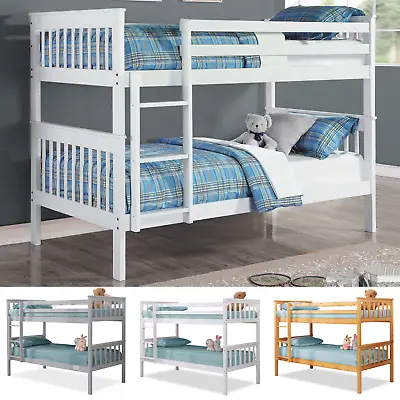 £289.99 • Buy Double Bunk Bed 3FT Single Bed For Kids Children Solid Wooden Frame With Stairs