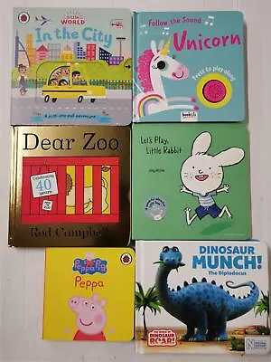 6 Board Books For Babies - Dear Zoo Peepa Follow The Sound Unicorn & Dinosaurs • £11.95